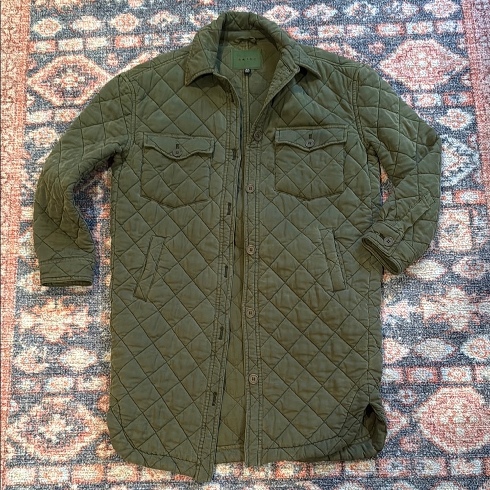 Blank NYC Green Lightweight Quilted Shirt Jacket